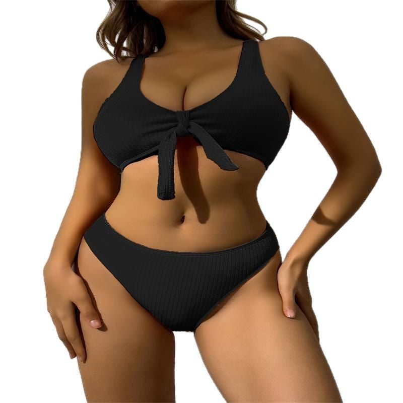 Damen Badeanzug im stilvollen Crop-Top Design mit Knotendetail EB