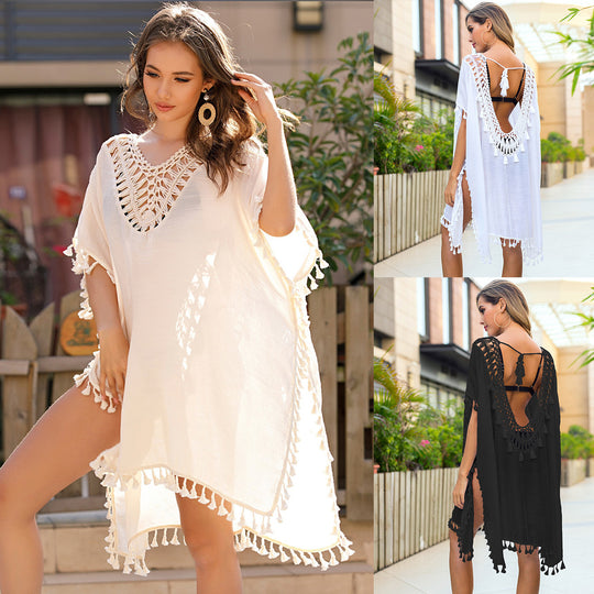 Damen luftiger Kaftan mit Fransen EB