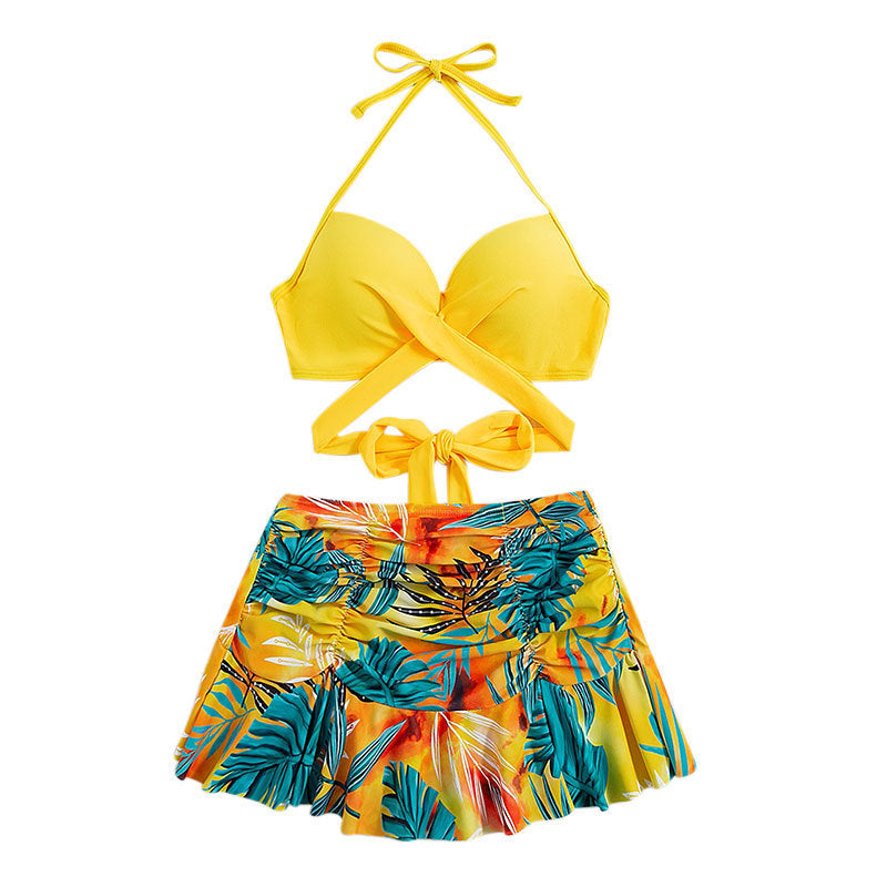 Damen Bikini-Set mit Rüschenrock und verstellbaren Trägern EB