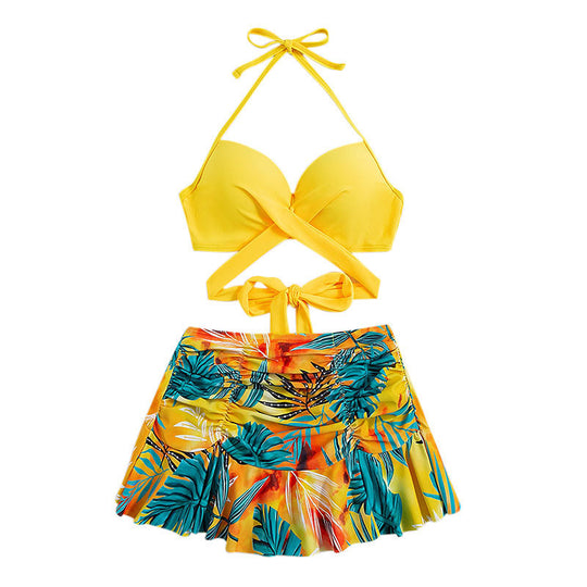 Damen Bikini-Set mit Rüschenrock und verstellbaren Trägern EB