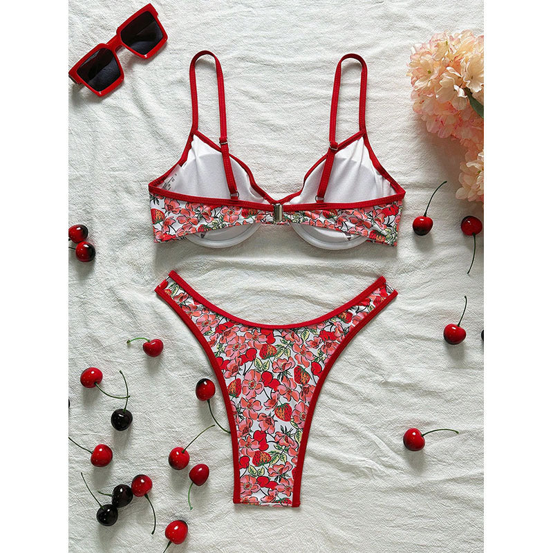 Damen Triangel-Bikini-Set mit floralem Muster und komfortablem Schnitt EB