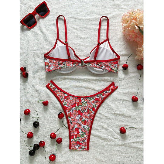 Damen Triangel-Bikini-Set mit floralem Muster und komfortablem Schnitt EB