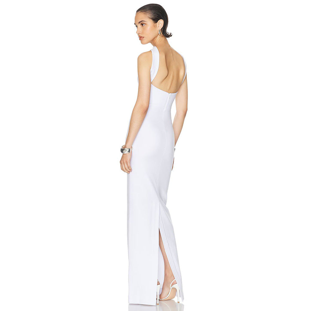 Damen elegantes Maxikleid mit verstellbaren Trägern EB