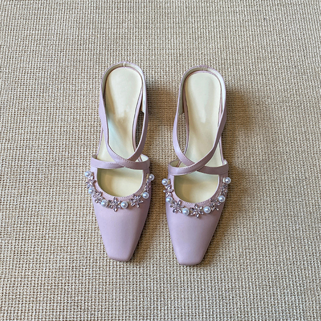 Damen Slingback-Pumps mit strassbesetztem Dekor EB