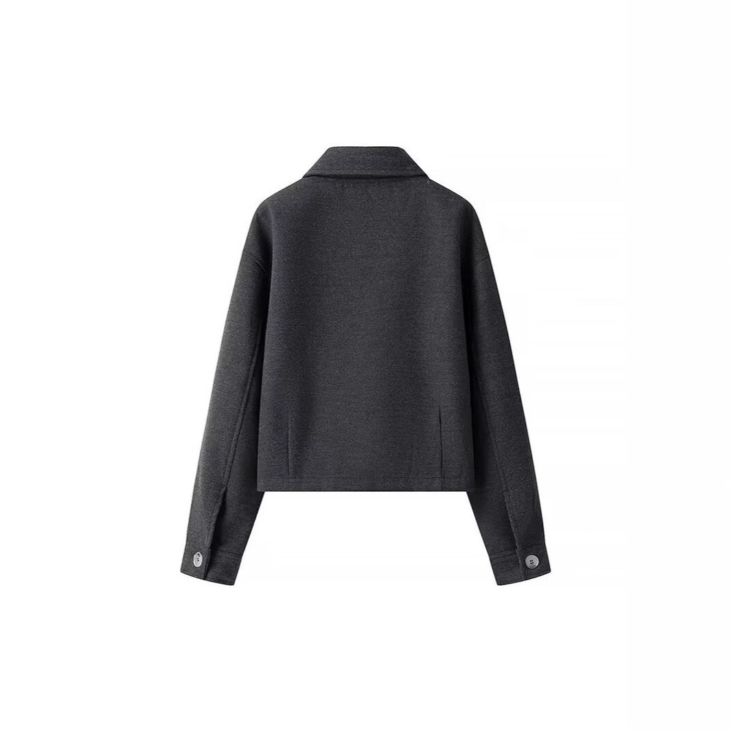 Damen lässige cropped Jacke mit praktischen Taschen und modernem Reißverschluss EB