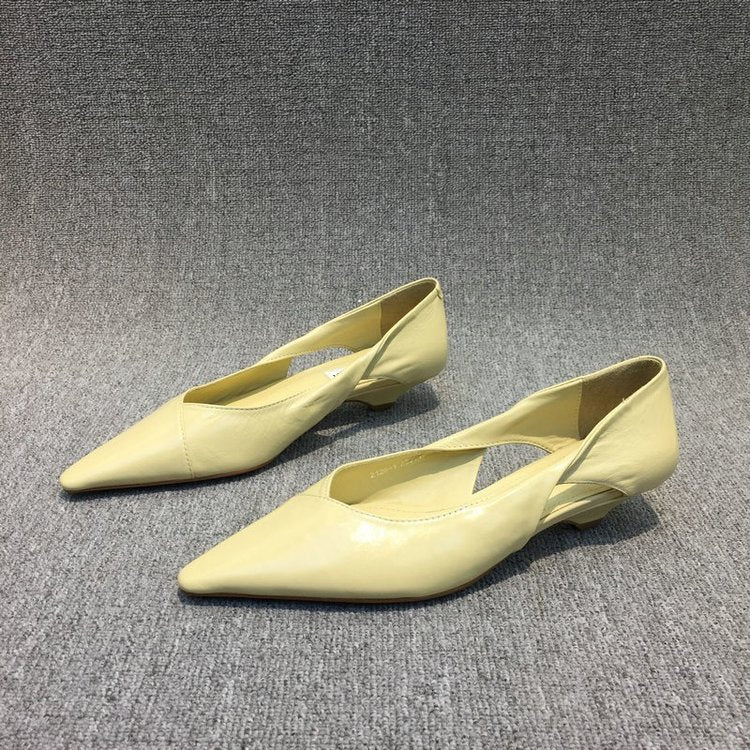 Damen Raffinierte Spitze Ballerinas mit Geschmeidiger Lederoberfläche EB