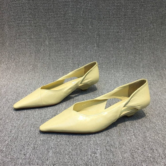 Damen Raffinierte Spitze Ballerinas mit Geschmeidiger Lederoberfläche EB
