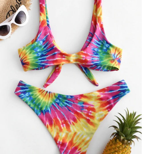 Damen Triangel-Bikini mit verspieltem Knoten-Design und hochwertigem Stoff EB