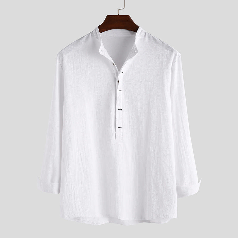 Herren Langarm-Henley-Hemd mit feinen Knopfdetails und lässigem Schnitt EB