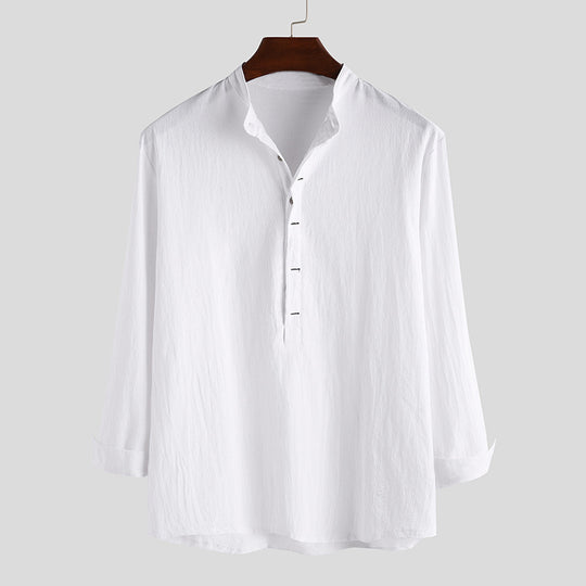 Herren Langarm-Henley-Hemd mit feinen Knopfdetails und lässigem Schnitt EB