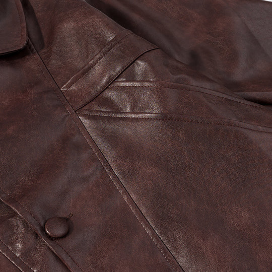 Damen Kunstlederjacke mit strukturiertem Design und praktischen Taschen EB