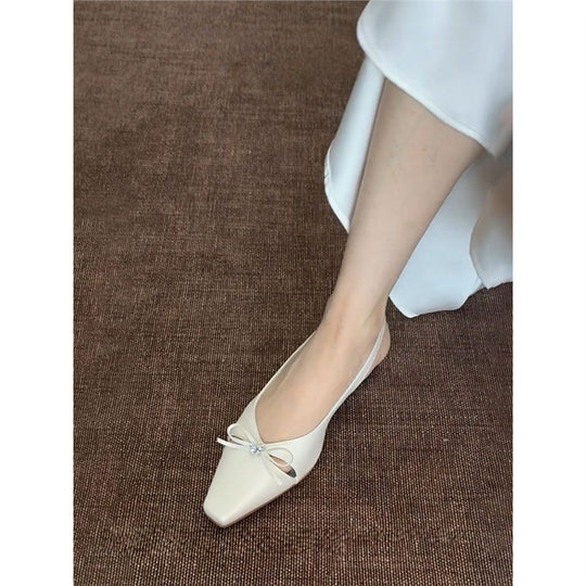 Damen Slingback Ballerinas mit zierlichem Schleifendetail EB