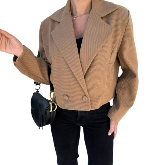 Damen schicke taillierte Blazerjacke mit doppelter Knopfleiste EB