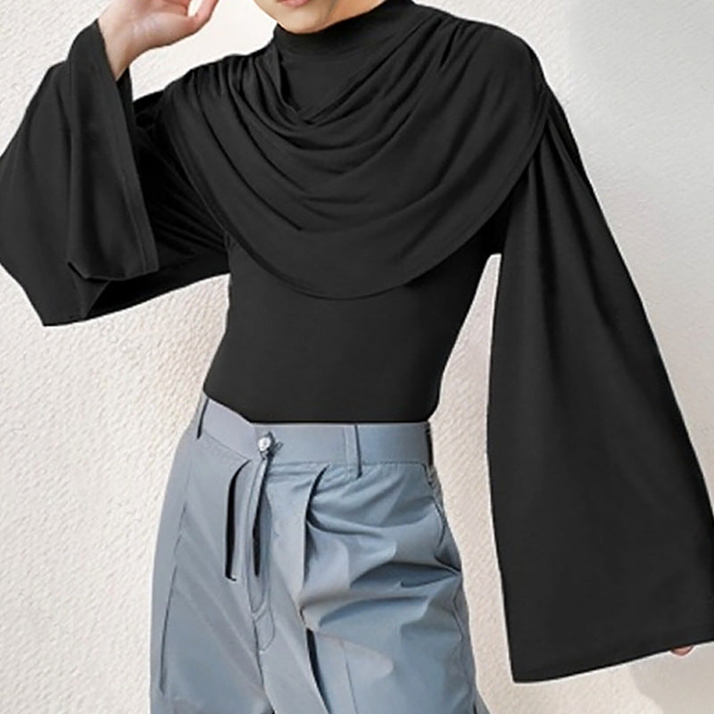 Damen Stilvolle Bluse mit Drapierung und weitem Arm EB