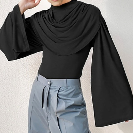 Damen Stilvolle Bluse mit Drapierung und weitem Arm EB