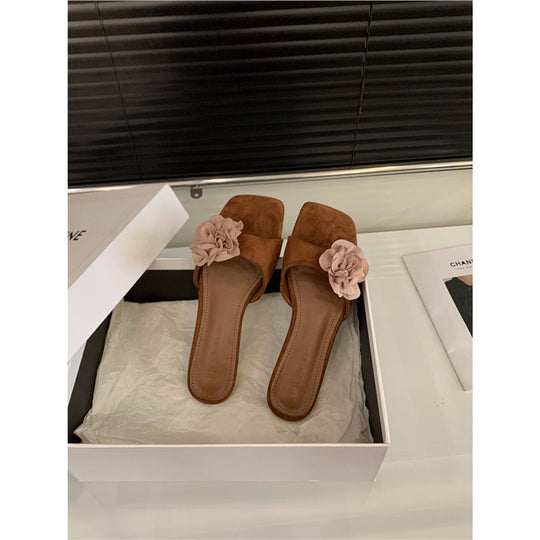Damen modische Slipper mit Blumenapplikationen EB