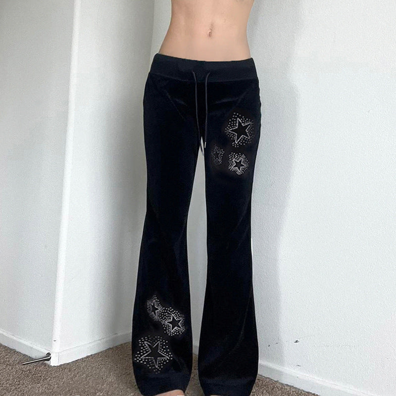 Damen Flare Jogginghose mit funkelnden Sternenapplikationen EB