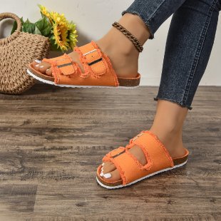 Damen komfortable Zehentrenner-Sandalen mit verstellbaren Riemen EB