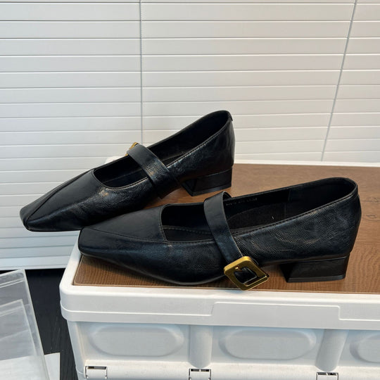 Damen elegante Ballerinas mit modischem Riemen und geschmackvoller Schnalle EB