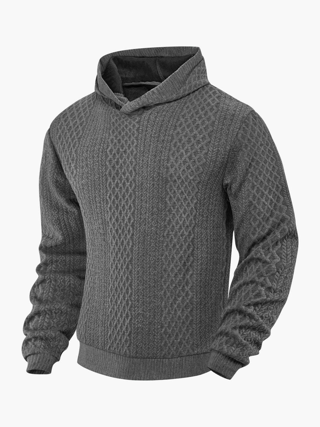Herren nan strukturierter Schlauchkragen-Pullover mit Kapuze und Waben-Jacquard EB