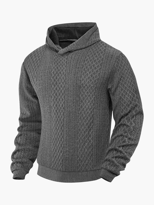 Herren nan strukturierter Schlauchkragen-Pullover mit Kapuze und Waben-Jacquard EB