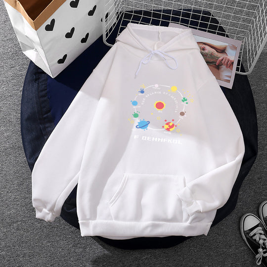 Damen nan Kapuzenpullover im Astronomie‑Print mit Kängurutasche und verstellbarem Kordelzug EB