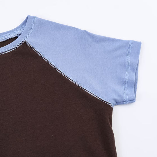 Damen Sportliches T-Shirt mit Kontrastärmeln und lässigem Schnitt EB