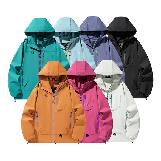 Herren wasserdichte Softshell-Kapuzenjacke mit verschweißten Nähten, verdeckter Brusttasche und verstellbarem Saum EB
