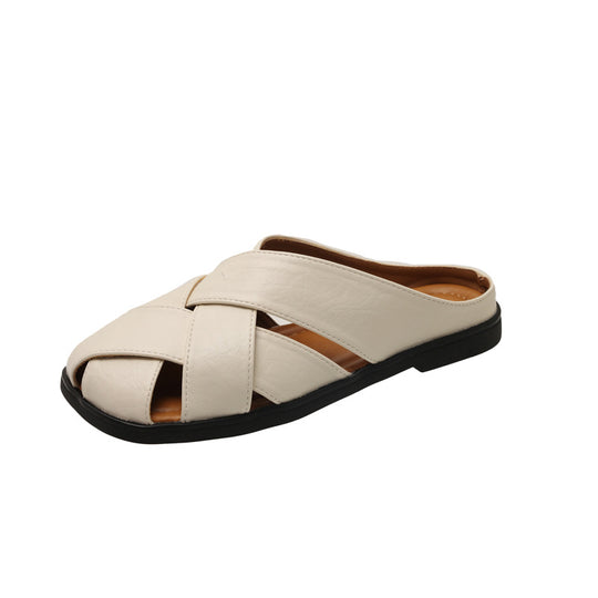 Damen Offene Mules mit geflochtenem Obermaterial und anatomischem Fußbett EB