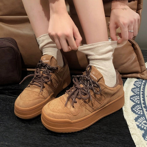 Damen Platform Sneakers mit modischem Design und bequemer Schnürung EB