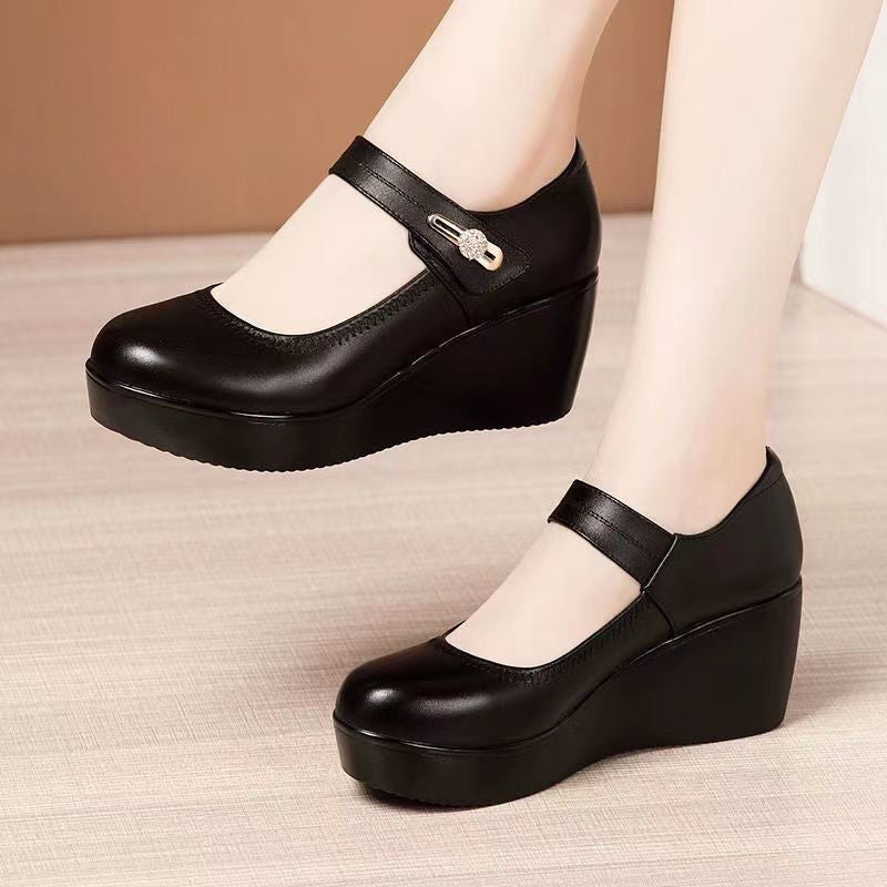 Damen Elegante Plateauschuhe mit modischem Riemen und luxuriösem Absatz EB