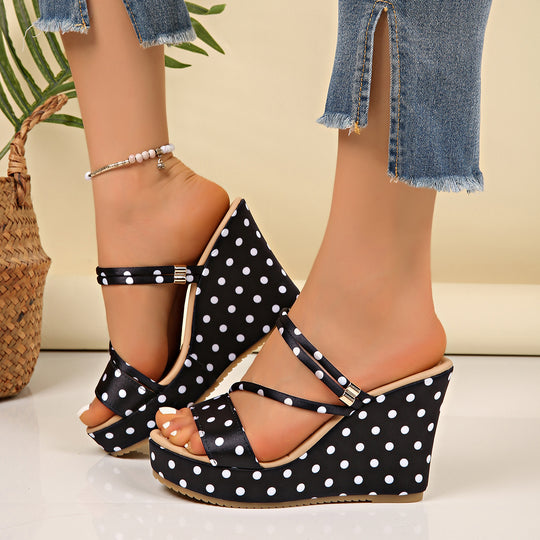 Damen Wedge-Sandalen mit modischem Punktedesign EB