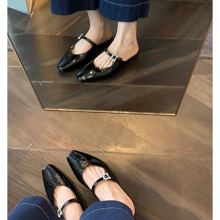 Damen elegante Slingback-Mules mit modischer Schnalle EB