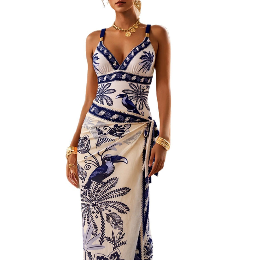 Damen Elegantes Strandkleid mit dekorativem Wickelrock EB