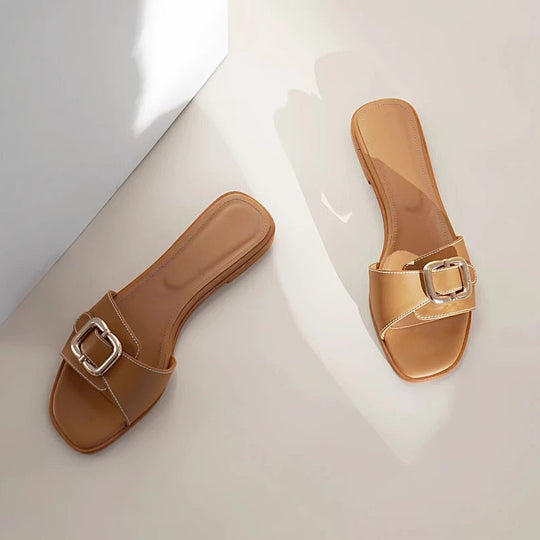Damen elegante Mules mit modischem Schnallenakzent EB