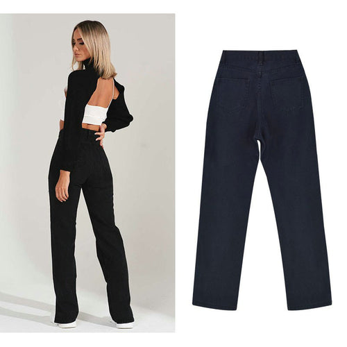Damen lässige Ripped Jeans mit hoher Taille und modernen Fransen EB