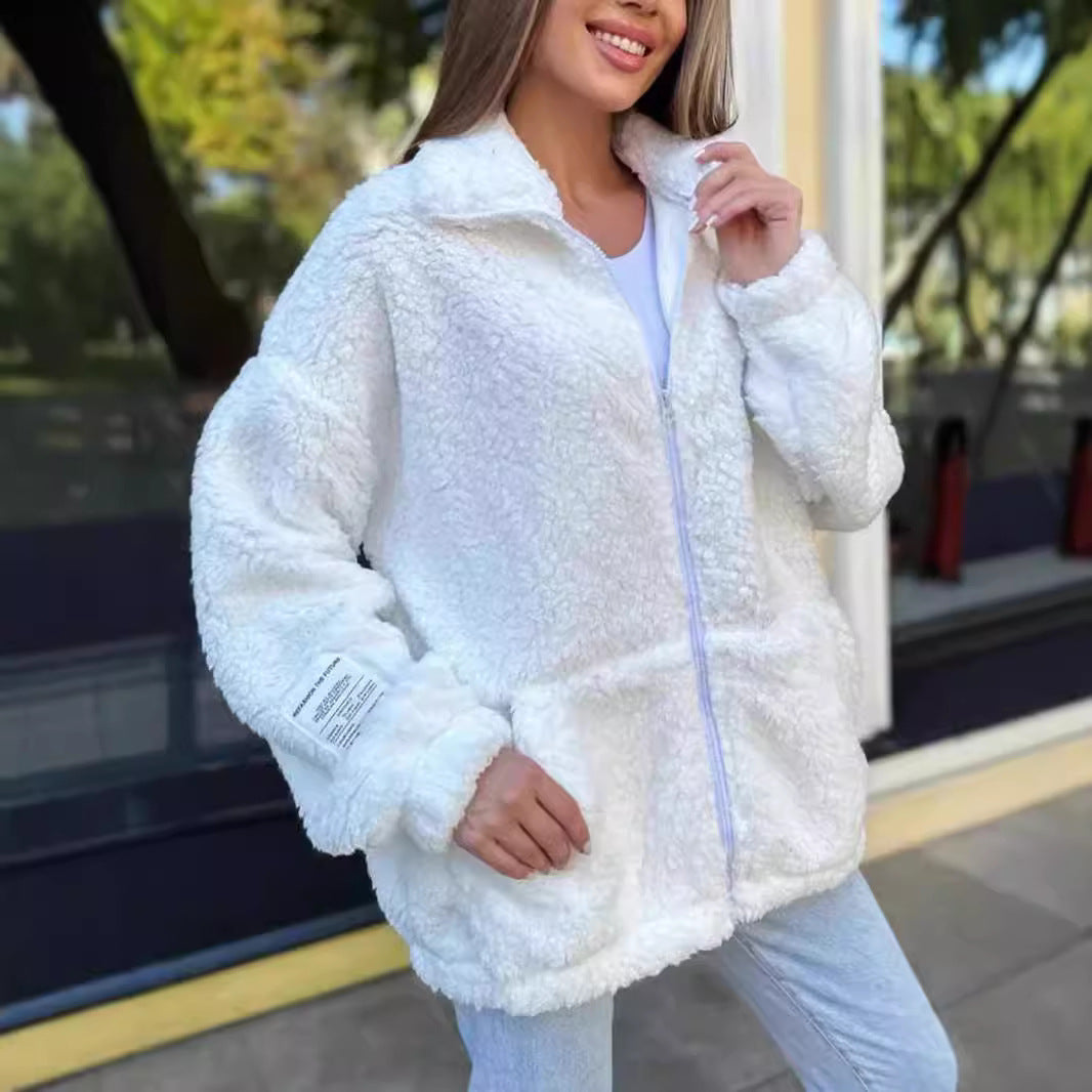 Damen Fleecejacke mit weichem Innenfutter und hoher Kragen EB