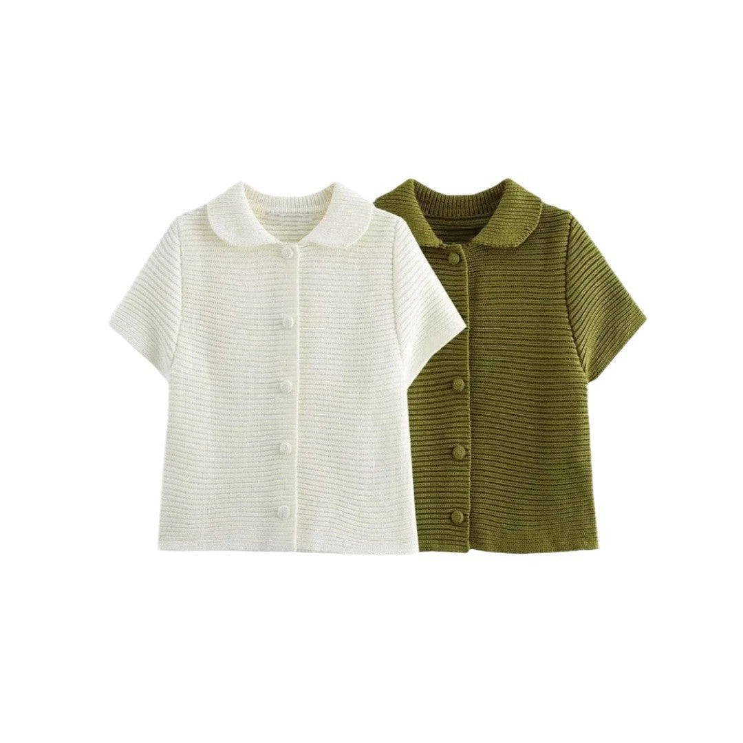 Damen Kurzärmliges Oberteil mit Knopfdetails und passendem Shorts-Set EB