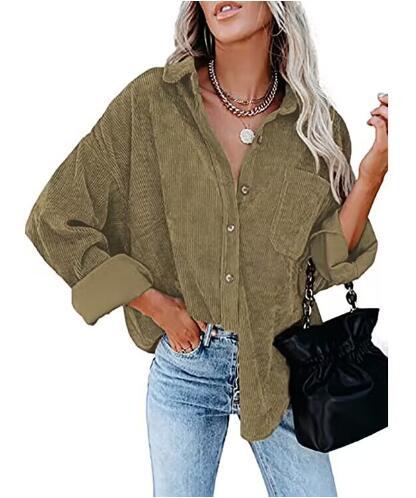Damen lässige Cordhemdbluse EB