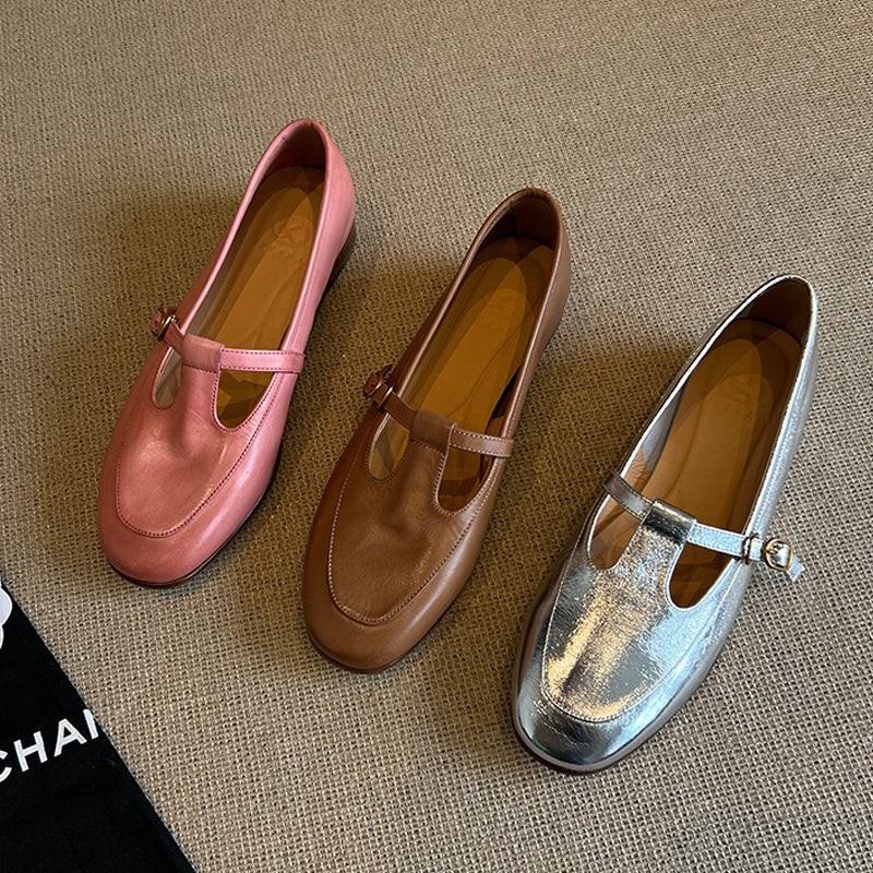 Damen Ballerinas mit elegantem Riemchen und glänzender Oberfläche EB