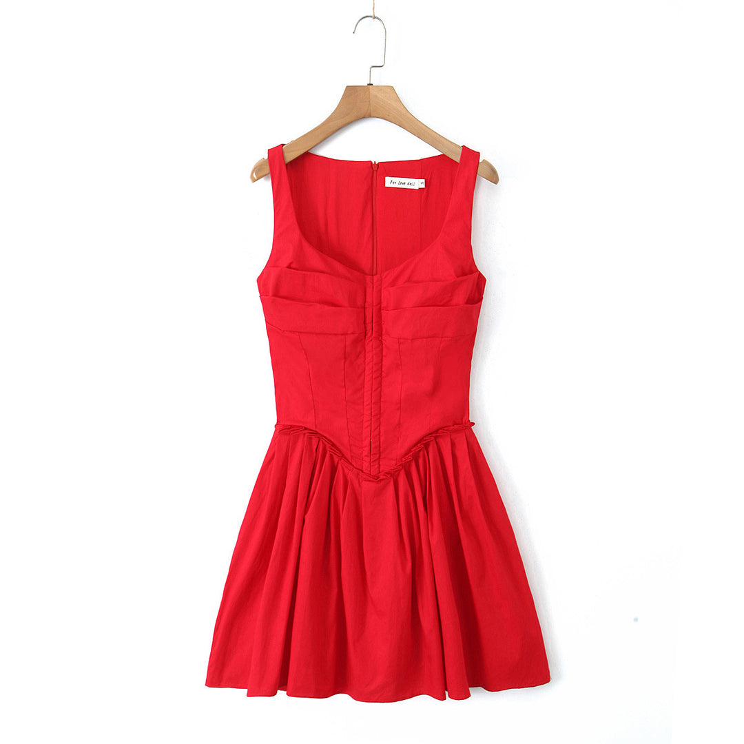 Damen elegantes Kleid mit A-Linien-Schnitt und edlen Rüschendetails EB