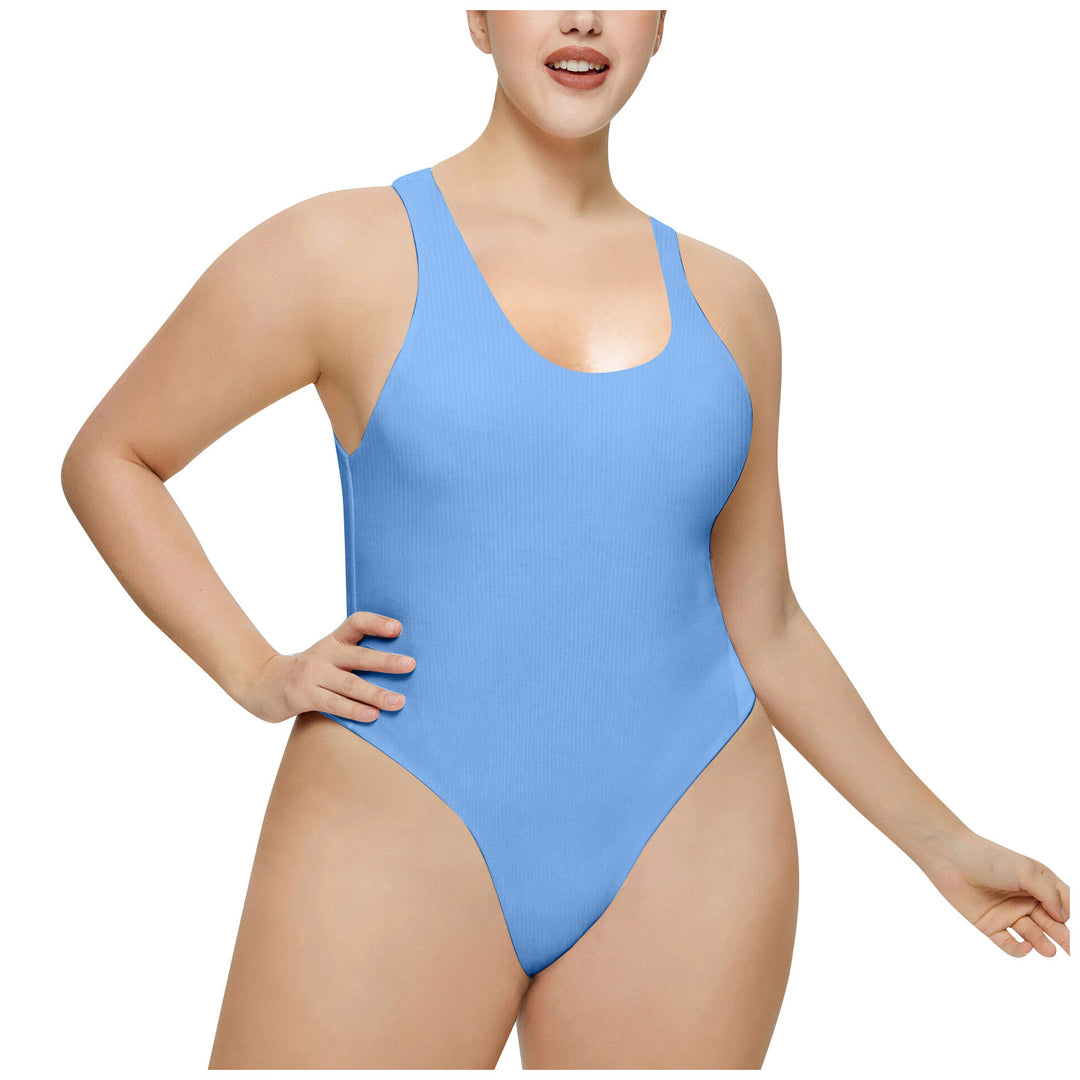 Damen Hochgeschnittenes Rib-Badeanzug EB
