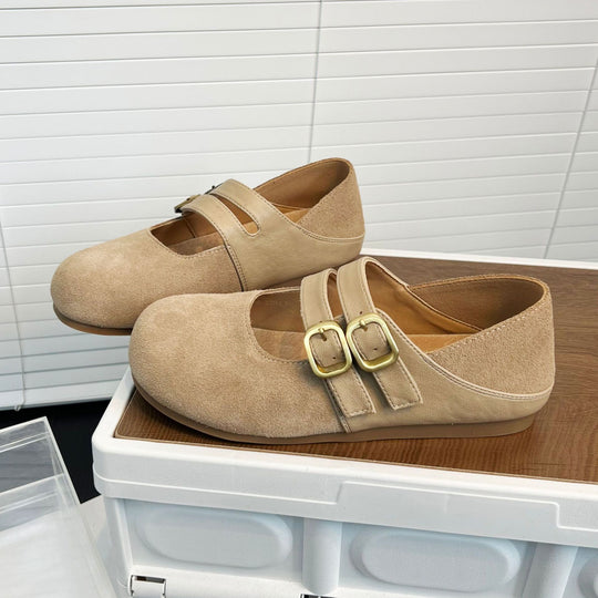 Damen Komfortable und stilvolle Ballerinas mit dekorativen Schnallen EB
