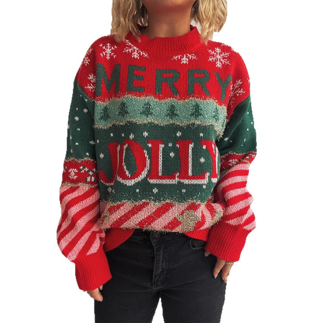 Damen Weihnachts-Pullover mit unverwechselbarem Motiv und gemütlichem Schnitt EB
