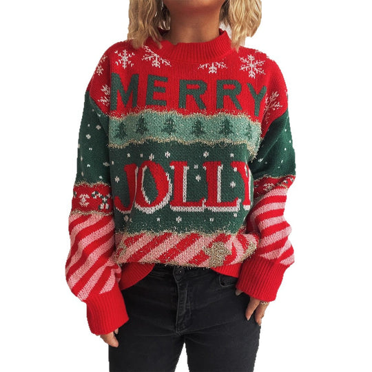 Damen Weihnachts-Pullover mit unverwechselbarem Motiv und gemütlichem Schnitt EB