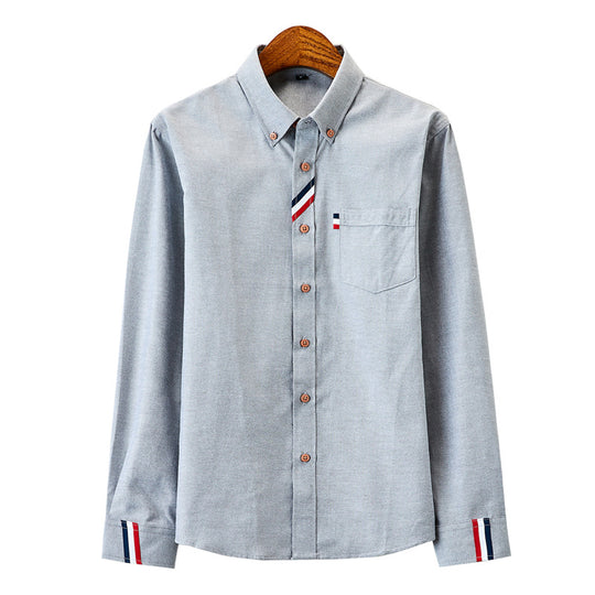 Herren nan modernes Oxford-Hemd mit Button-Down-Kragen, Brusttasche und dezenter Streifenverzierung EB