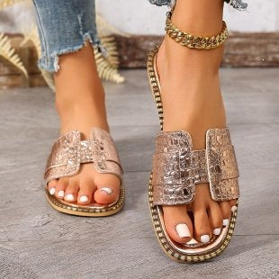 Damen Riemchen-Sandalen mit attraktiver Lederoptik und geschmackvollen Akzenten EB