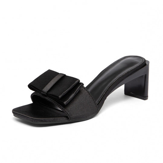 Damen elegante Sandaletten mit breitem Blockabsatz und modischem Schleifendetail EB