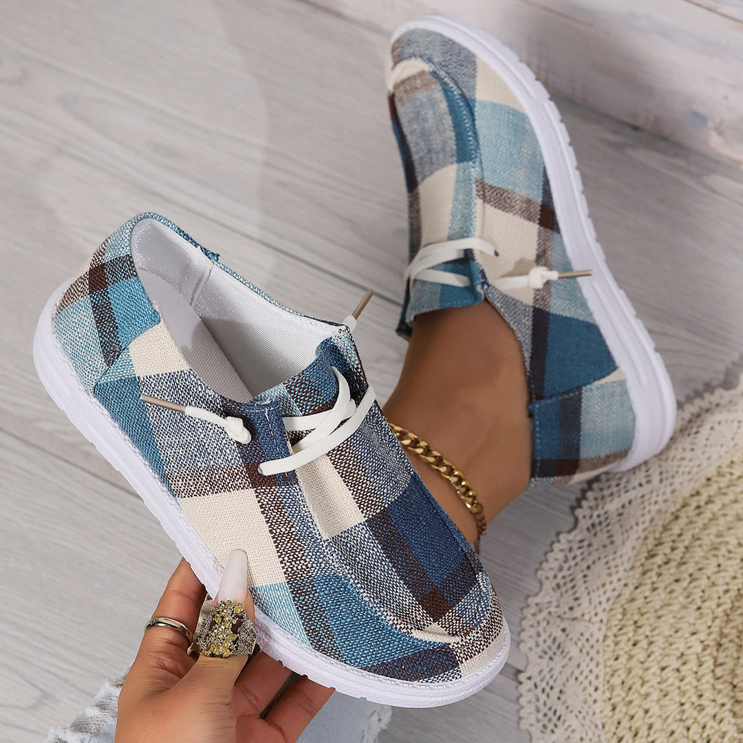 Damen Casual Sneakers im modischen Karomuster EB
