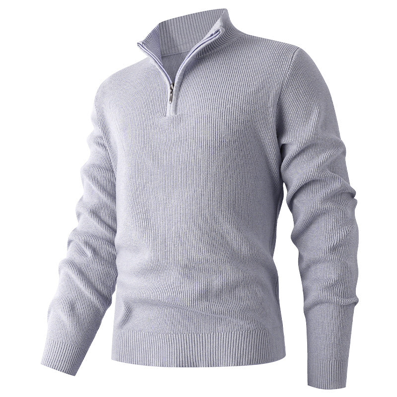 Herren leichter Stehkragenpullover mit Reißverschluss EB